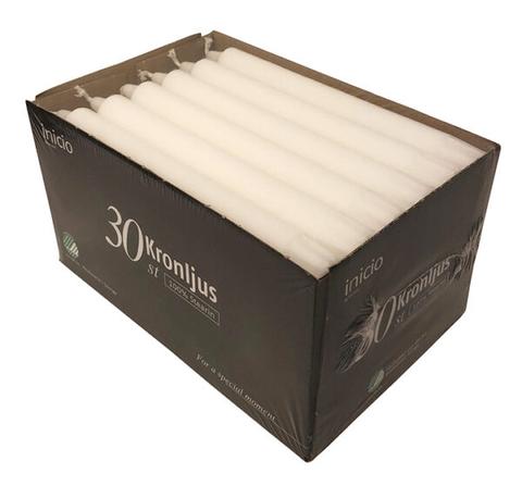 inicio Kronljus 100% stearin 20cm – 30-pack 6,5h