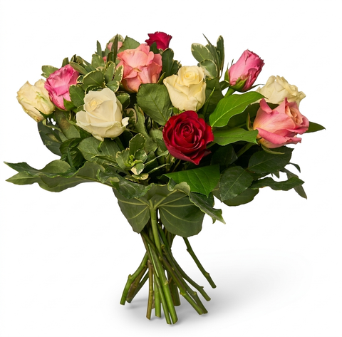 Rosbukett Glädje – Blandade Rosor